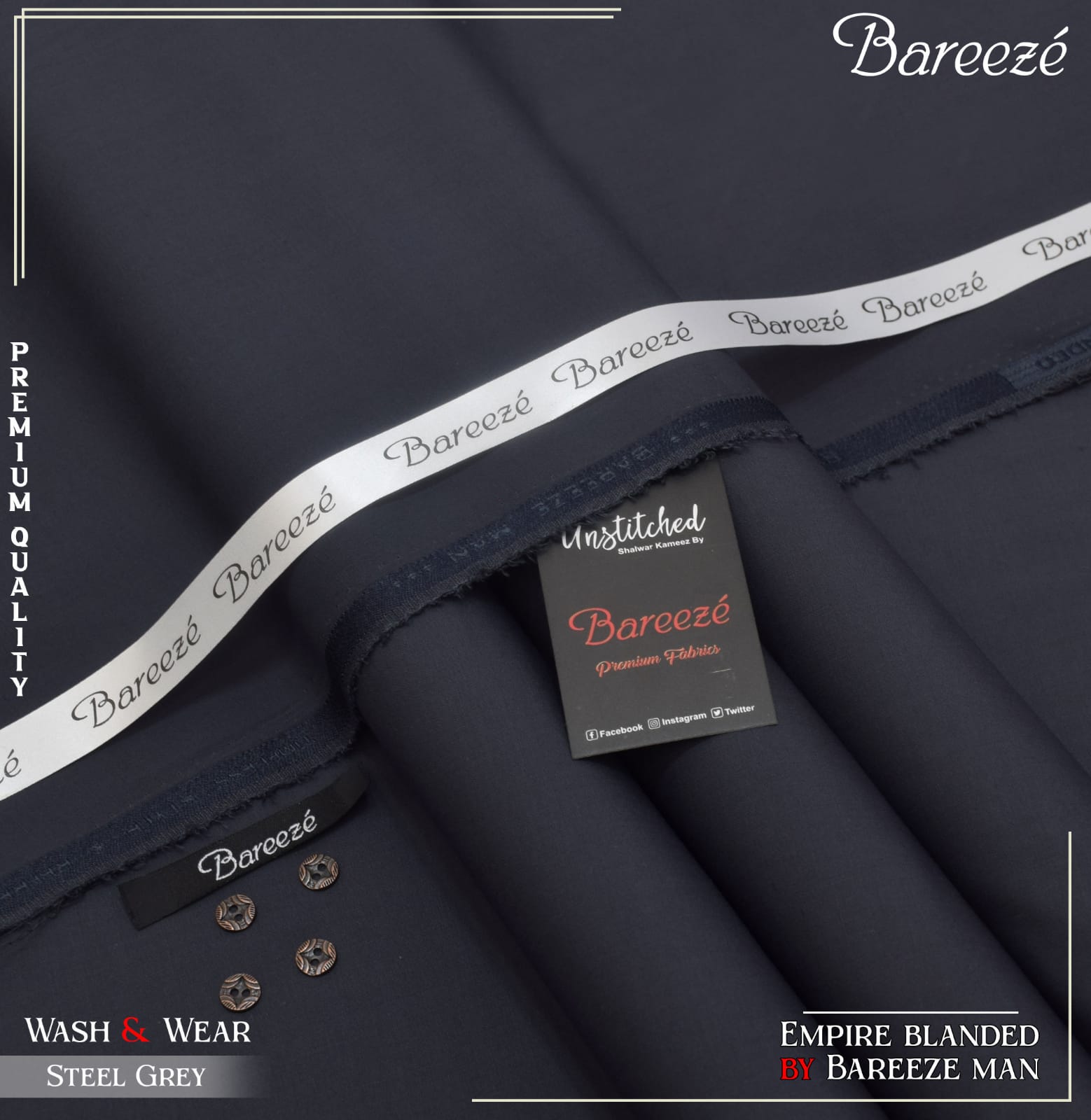 Bareeze Men Blended Wash & Wear B-002