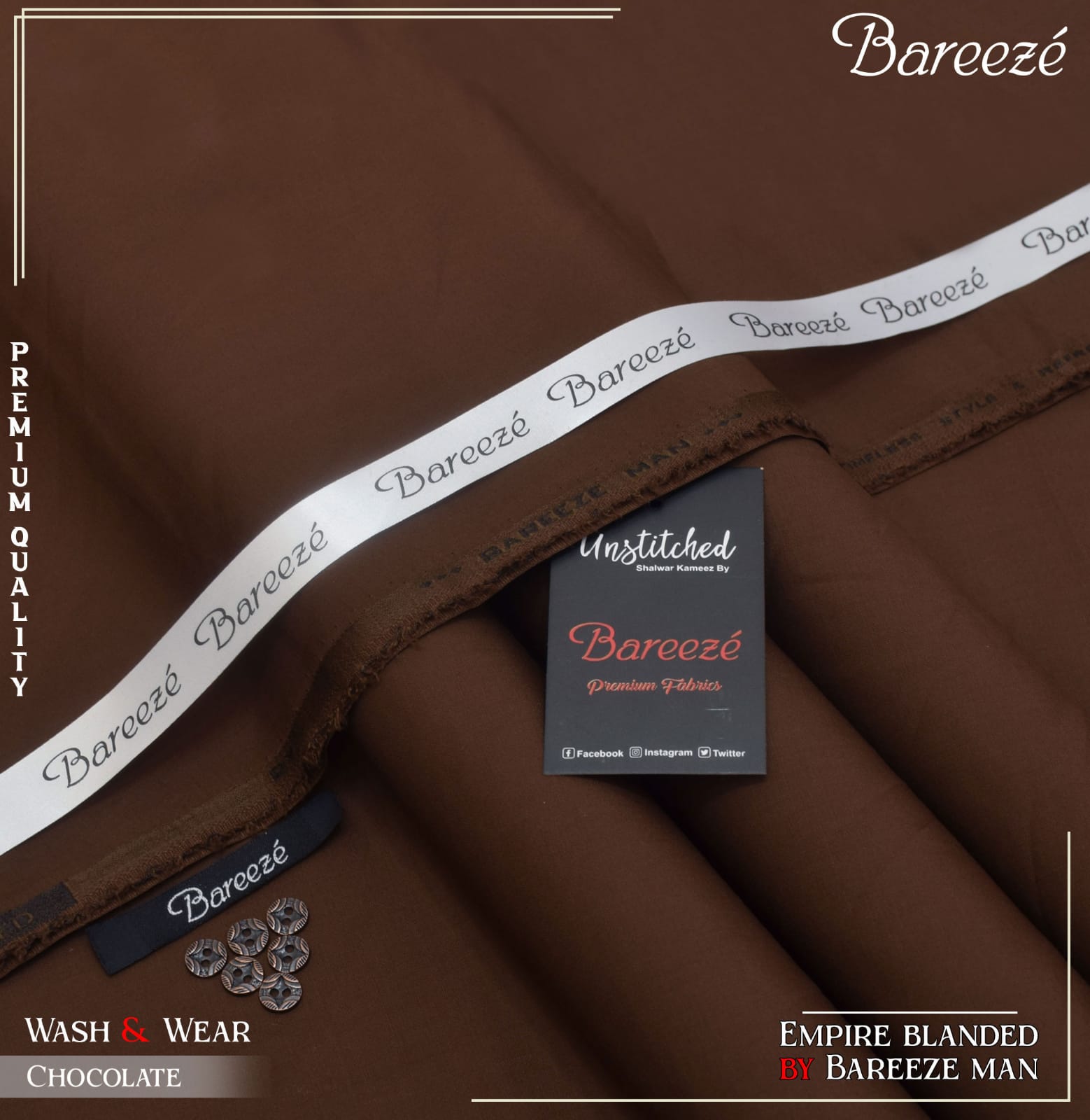 Bareeze Men Blended Wash & Wear B-007
